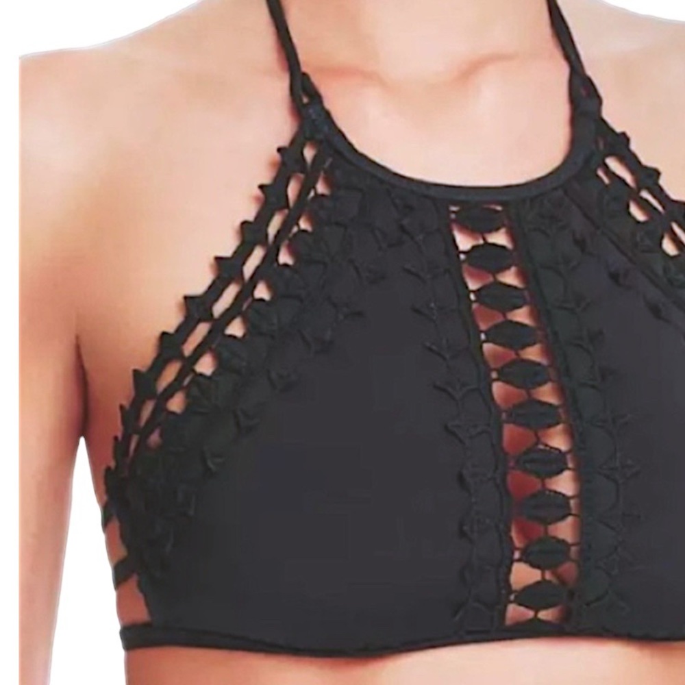$94 Ale Alessandra Lace Inserts Bikini Top Small Strappy Back Embellished Ties - Picture 8 of 16